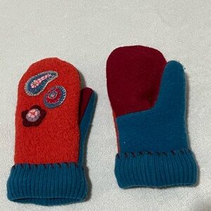 Upcycled felted wool Colorful Mittens